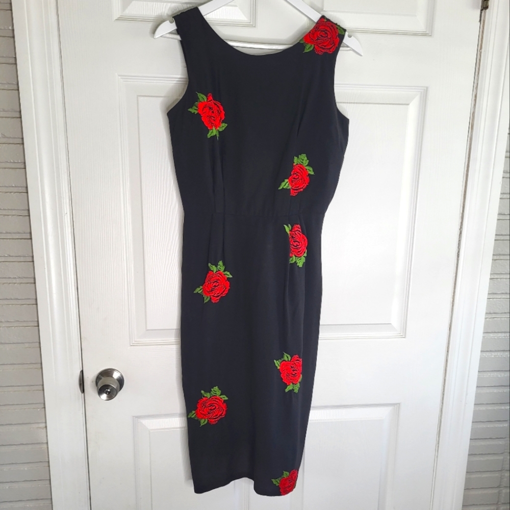 Vintage 1960's Embroidered Wiggle Dress